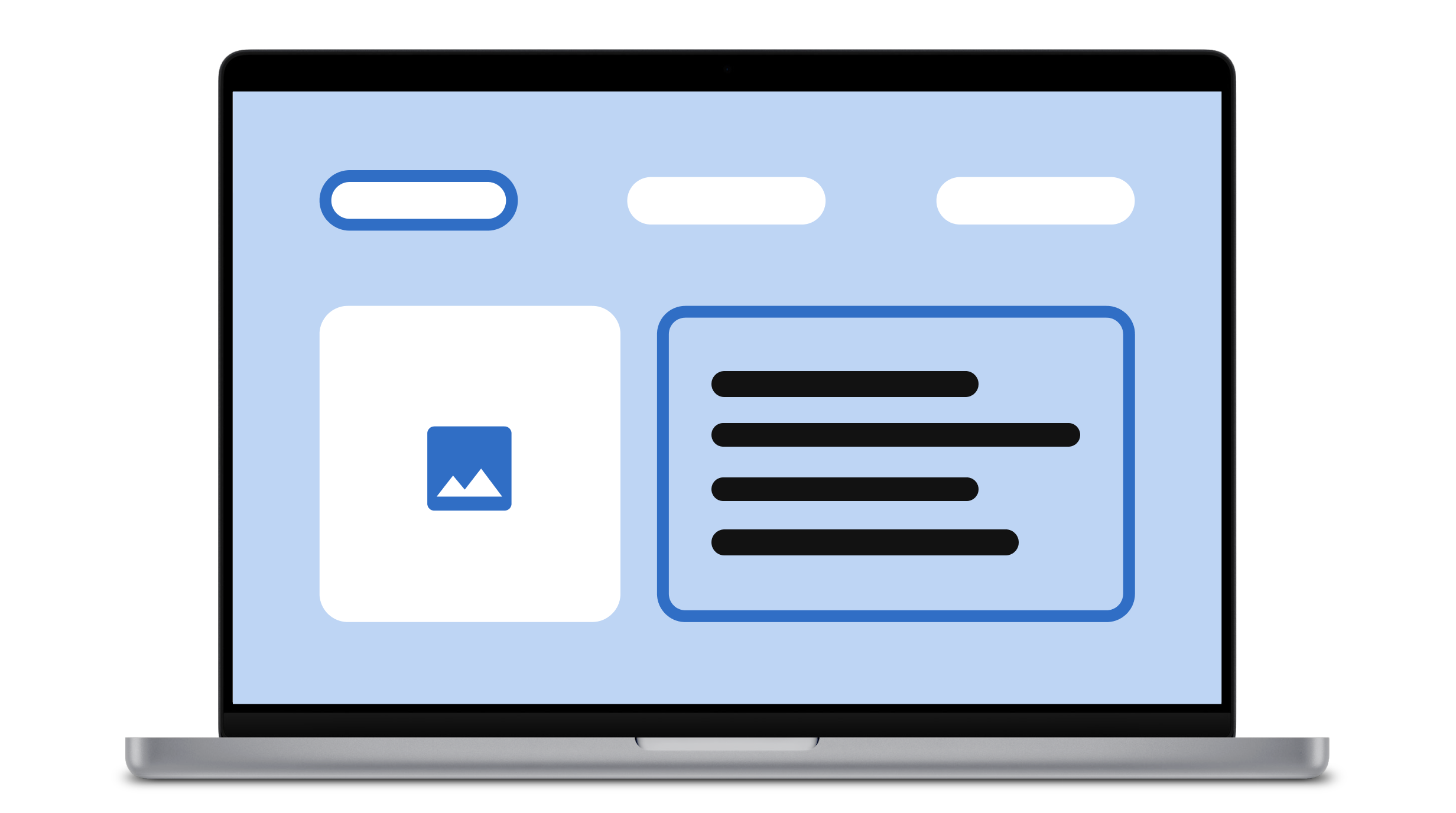 Illustration of a web interface with focused elements highlighted in blue, representing keyboard tab navigation