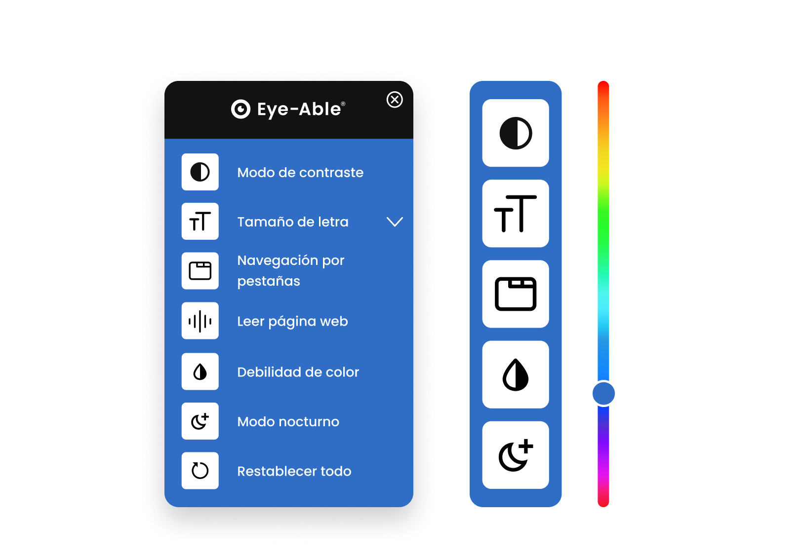 Ilustración de una interfaz web con elementos destacados en azul, que representan la navegación con la tecla Tab del teclado.